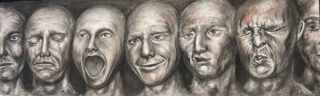 Horizontal face expression study.